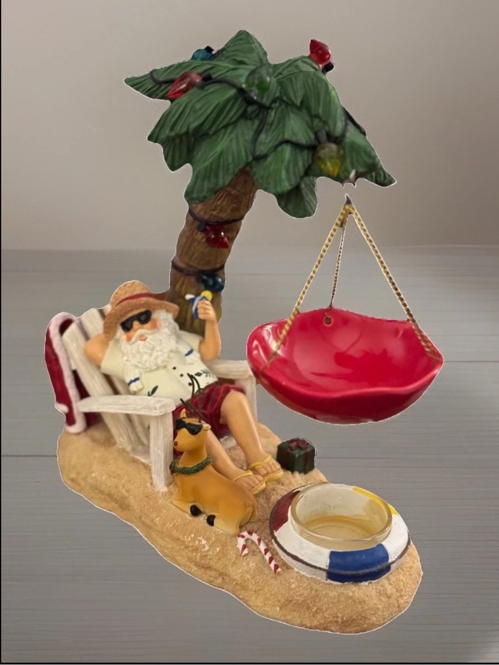 Yankee Candle Christmas Tart Burner ‘Santa Hanging On The Beach’Under Palm Tree